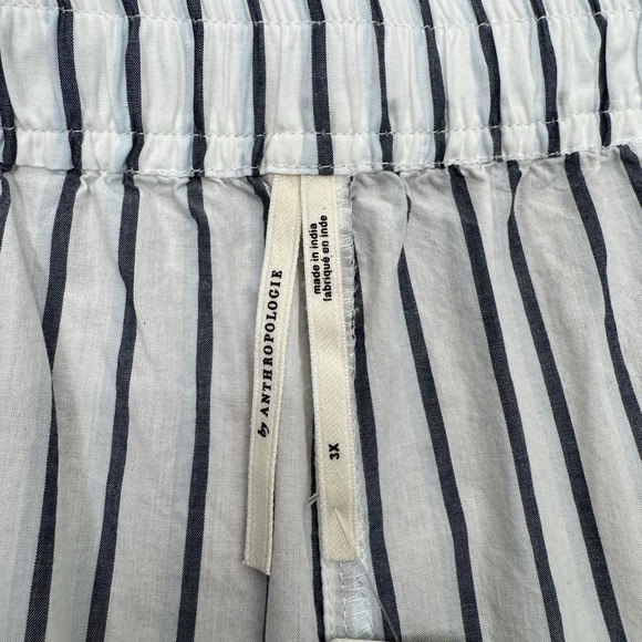 NEW Anthropologie Boxer Shorts Womens 3X White Blue Striped Pull On 100% Cotton - Picture 12 of 16